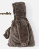 【18M-6Y】Girls Thick Animal Print Reversible Hooded Fleece Coat