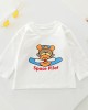 【9M-4Y】3-piece Boys Bear Print Long-sleeved T-shirt And Plaid Shirt And Jeans Set