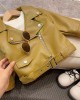 【18M-8Y】Girls Green PU Leather Jacket (T-shirt Not Included)