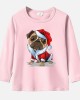 【12M-9Y】Unisex Kid Cotton Stain Resistant Christmas Dog Print Long Sleeve Tee