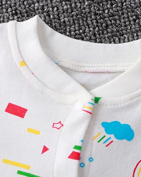 【0M-24M】Unisex Baby Cotton Cartoon Print Long Sleeve Romper