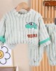 【9M-4Y】2-piece Boys Thick Flannel Dinosaur Embroidered Pajama Set