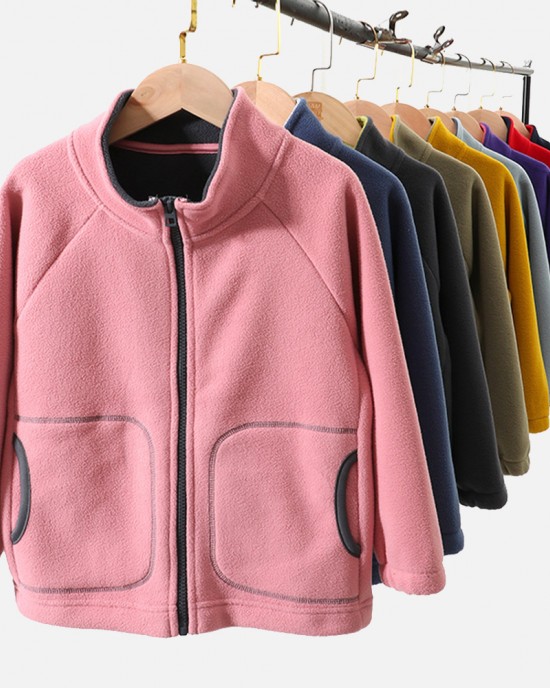 【3Y-10Y】Unisex Kids Multicolor Thick Fleece Long Sleeve Jacket