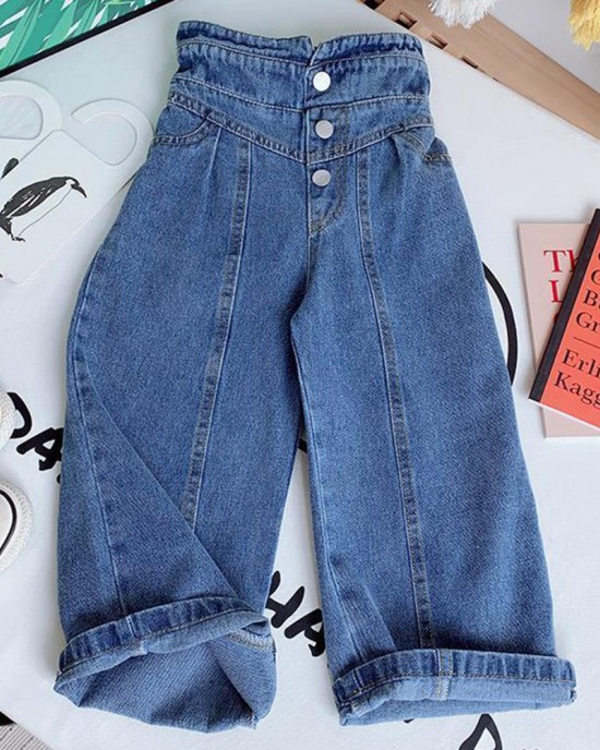 【2Y-13Y】Girls High Waist Jeans