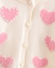 【18M-6Y】Girls Heart Pearl Long Sleeve Sweater Cardigan