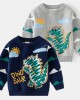 【2Y-8Y】Boys Dinosaur Pattern Round Neck Long Sleeve Sweater