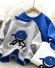 【3Y-12Y】2-piece Boys Bear Embroidery Long-sleeved Sweatshirt And Pants Set - 4446