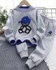 【3Y-12Y】2-piece Boys Bear Embroidery Long-sleeved Sweatshirt And Pants Set - 4446