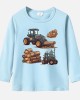 【12M-9Y】Boys Cotton Stain Resistant Engineering Print Long Sleeve Tee