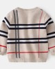 【2Y-9Y】Unisex Kids Plaid Long Sleeve Sweater Cardigan