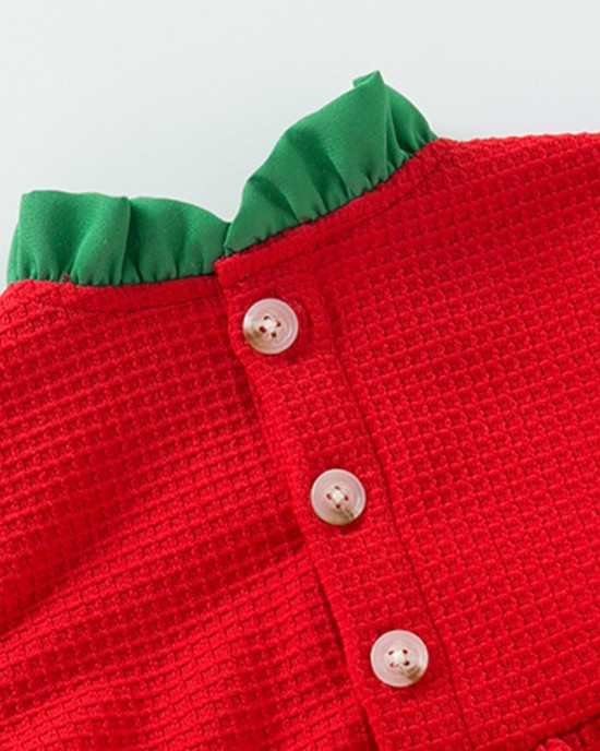 【3M-24M】Baby Girl Christmas Bow Long Sleeve Romper