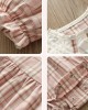 【0M-24M】2-piece Baby Girls Cotton Plaid Long Sleeve Romper With Hairband