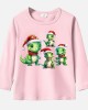 【12M-9Y】Unisex Kid Cotton Stain Resistant Christmas Dinosaurs Print Long Sleeve Tee