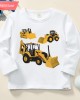 【12M-9Y】Boy Cotton Stain Resistant Excavator And Tractor Print Long Sleeve Tee