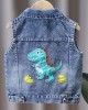 【18M-8Y】Boys Dinosaur Embroidered Denim Vest