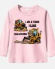 【12M-9Y】Boy Cotton Stain Resistant Bulldozer Print Long Sleeve Tee