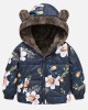 【18M-6Y】Girls Thick Floral Reversible Hooded Fleece Jacket