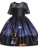 【2Y-11Y】2-piece Girls Multicolor Halloween Print Princess Dress With Hat