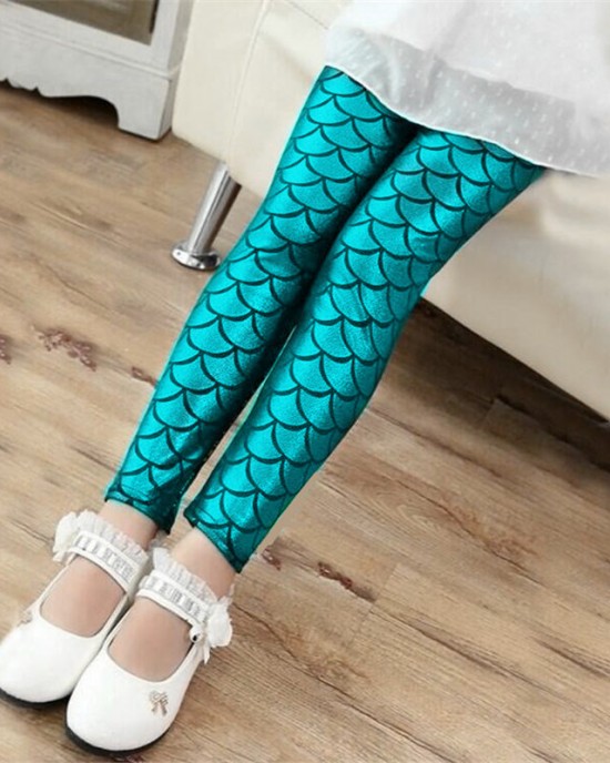 【2Y-11Y】Girls Multicolor Mermaid Leggings