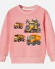 【12M-9Y】Boys Cotton Stain Resistant Engineering Car Print Long Sleeve Sweatshirt