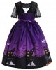 【2Y-11Y】2-piece Girls Multicolor Halloween Print Princess Dress With Hat