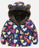 【18M-6Y】Girls Thick Heart Leopard Print Reversible Hooded Fleece Coat