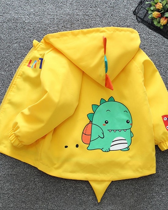 【12M-6Y】Boys Dinosaur Print Hooded Jacket (T-shirt Not Included)