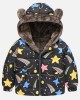 【18M-6Y】Girls Thick Heart Leopard Print Reversible Hooded Fleece Coat