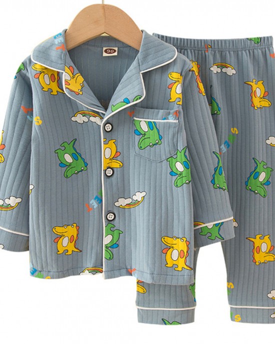 【18M-8Y】2-piece Boys Cotton Multicolor Cartoon Print Pajama Set