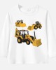 【12M-9Y】Boy Cotton Stain Resistant Excavator And Tractor Print Long Sleeve Tee