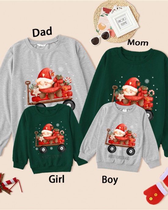 Christmas Print Long Sleeve Family Matching Outfits