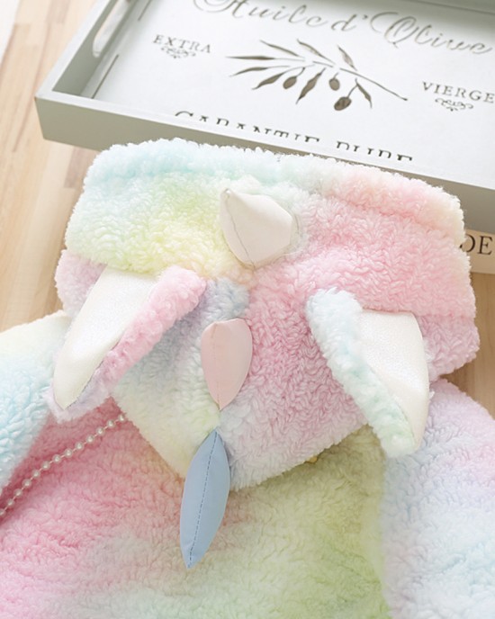 【18M-8Y】2-piece Girls Thick Fleece Gradient Unicorn Hooded Jacket With Bag