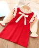 【18M-7Y】Girls Bow Long Sleeve Sweater Dress - 33256