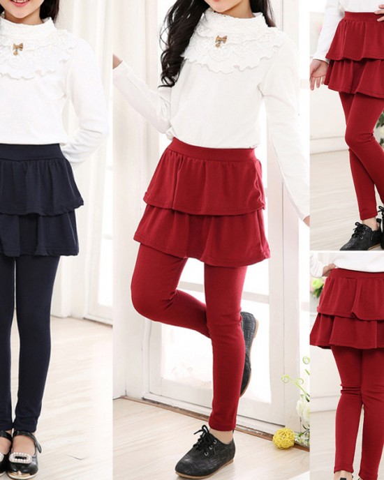 【2Y-11Y】Girls Multicolor Ruffle Leggings