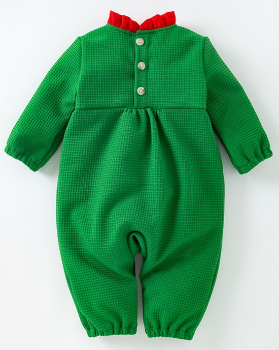 【3M-24M】Baby Girl Christmas Bow Long Sleeve Romper