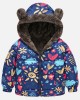 【18M-6Y】Girls Thick Heart Leopard Print Reversible Hooded Fleece Coat