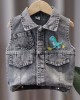 【18M-8Y】Boys Dinosaur Embroidered Denim Vest