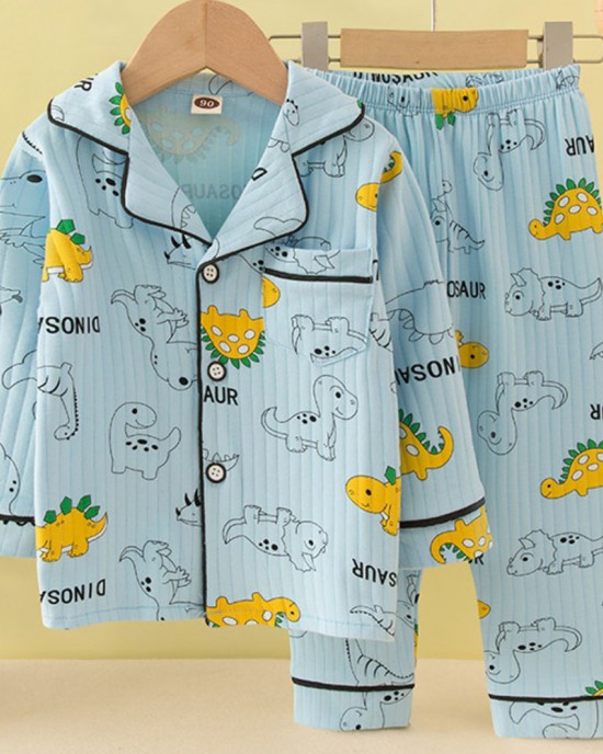 【18M-8Y】2-piece Boys Cotton Multicolor Cartoon Print Pajama Set