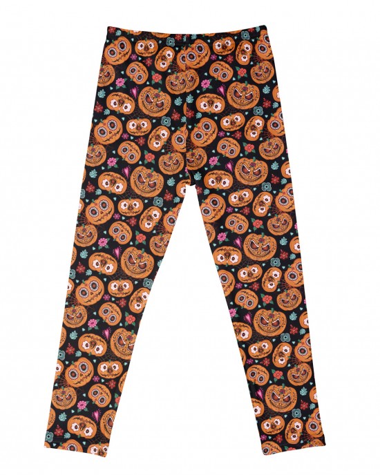 【3Y-11Y】Girls Multicolor Halloween Print Leggings