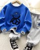 【3Y-12Y】2-piece Boys Bear Embroidery Long-sleeved Sweatshirt And Pants Set - 4446