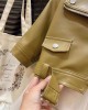 【18M-8Y】Girls Green PU Leather Jacket (T-shirt Not Included)