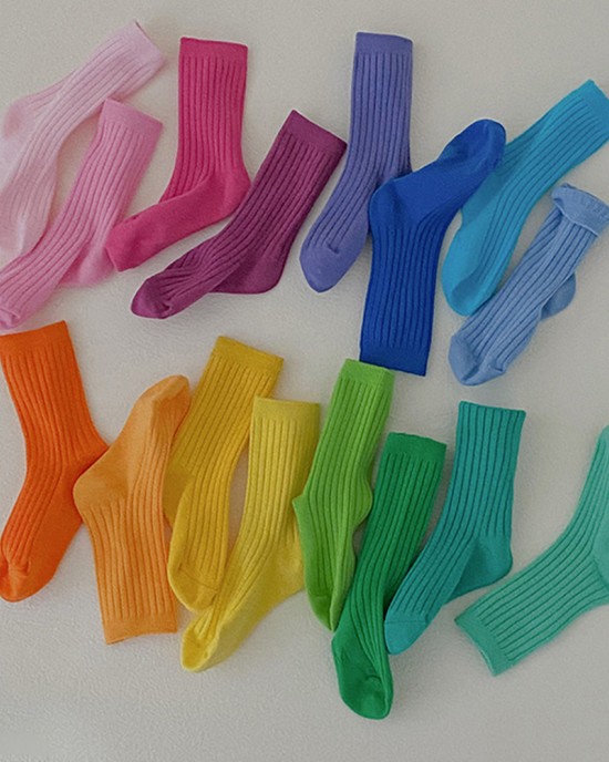 【1Y-12Y】4-pack Unisex Kids Colorful Cotton Socks