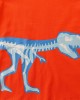 【18M-7Y】Boys Orange Luminous Dinosaur Print Round Neck Long Sleeve T-shirt