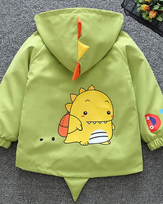 【12M-6Y】Boys Dinosaur Print Hooded Jacket (T-shirt Not Included)