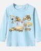 【12M-9Y】Boy Cotton Stain Resistant Excavators And Dump Trucks Print Long Sleeve Tee