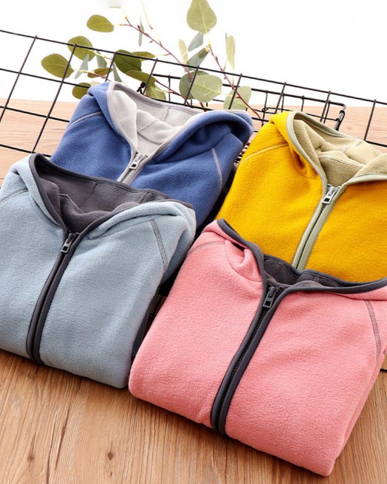 【2Y-10Y】Unisex Kids Multicolor Thick Fleece Hooded Jacket