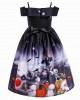 【2Y-11Y】2-piece Girls Multicolor Halloween Print Princess Dress With Hat