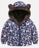 【18M-6Y】Girls Thick Butterfly Print Reversible Hooded Fleece Coat