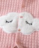 【0M-9M】Baby Girl Pink Thick Cloud Embroidered Long Sleeve Hooded Romper