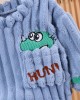 【9M-4Y】2-piece Boys Thick Flannel Dinosaur Embroidered Pajama Set